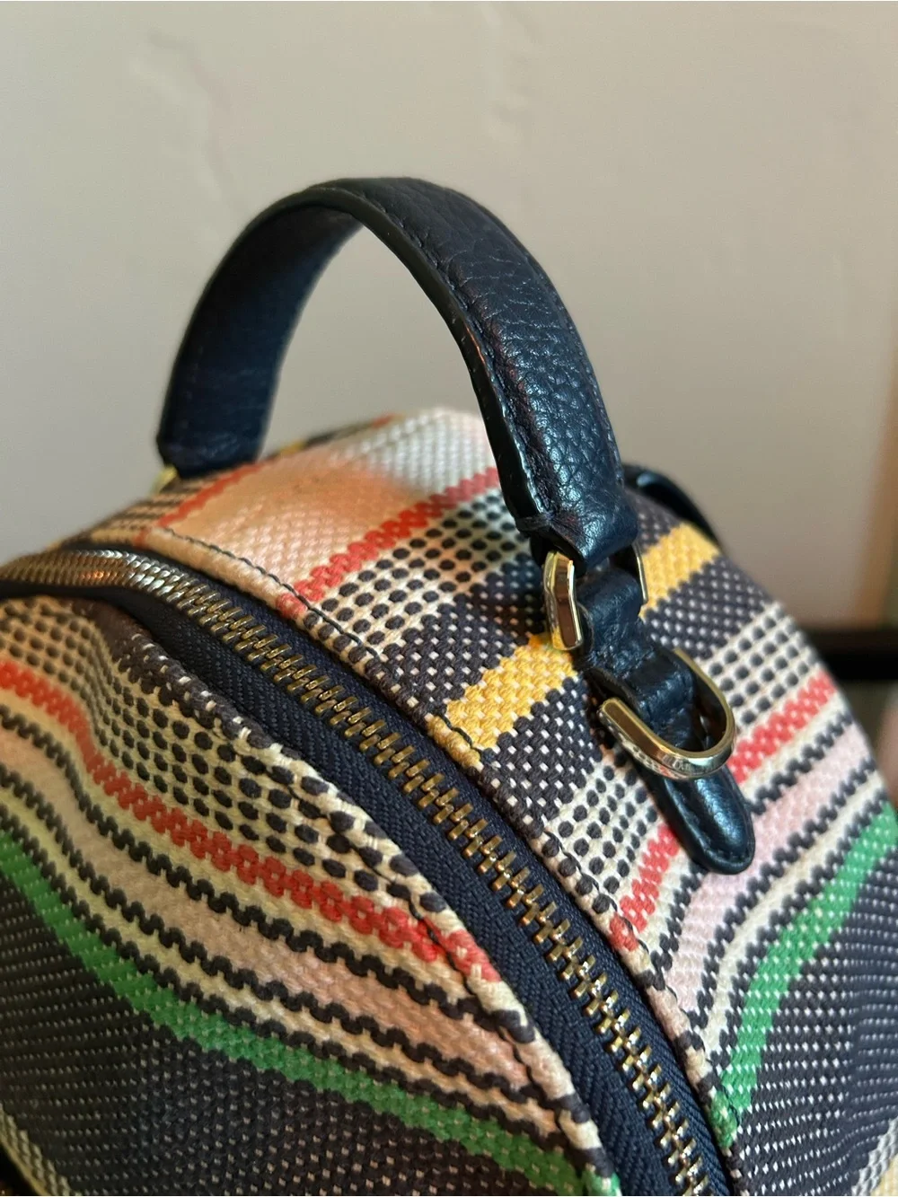 kate spade Striped Mini Backpack in Yellow, Pink, Green, Navy